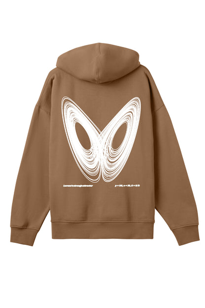 Lorenz Strange Attractor V2 Brown White - Boxy Hoodie